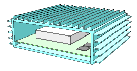 Finned box with board